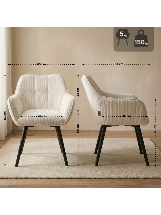 Vienna Cord étkezőszék, krém