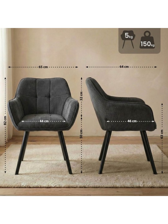 Vienna Cord étkezőszék, sötétszürke Vienna Cord étkezőszék, sötétszürke