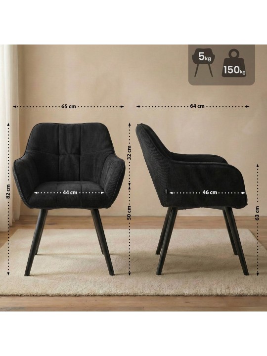 Vienna Cord étkezőszék, fekete